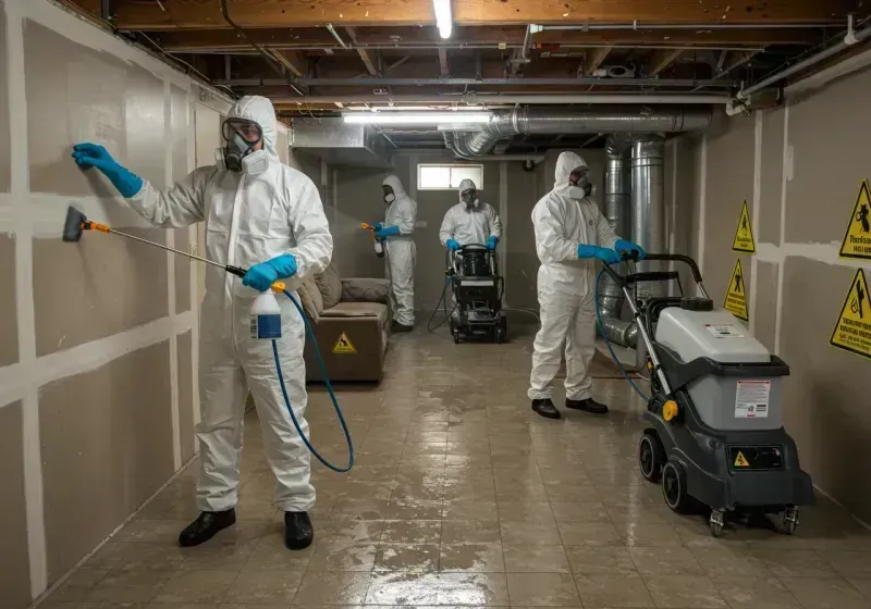 Basement Moisture Removal and Structural Drying process in West Bay Shore, NY